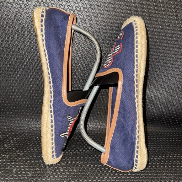 Tory Burch Flats Denim Navy Nautical Beach Slip On Fish Sailboat Women's Size 10 - Picture 4 of 10